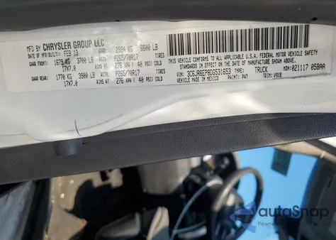 2013 Ram 1500 Slt from USA, damaged, VIN 3C6JR6EP8DG531653